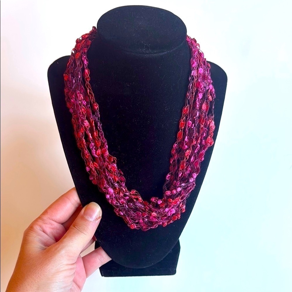 NWOT Handmade Crochet Elegant Multicolor Adjustable Necklace